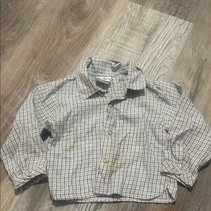 Petit Ami Boys Plaid Button-Down Shirt in Blue & White